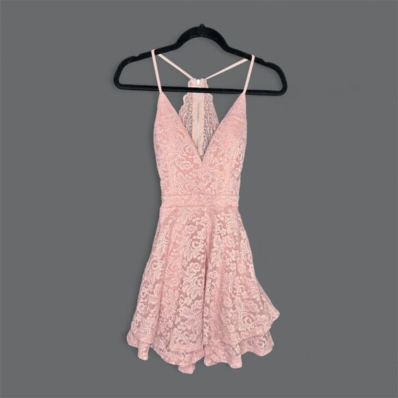 Windsor Blush Pink Lace Strappy Homecoming Dress - Size Small - Picture 1 of 8